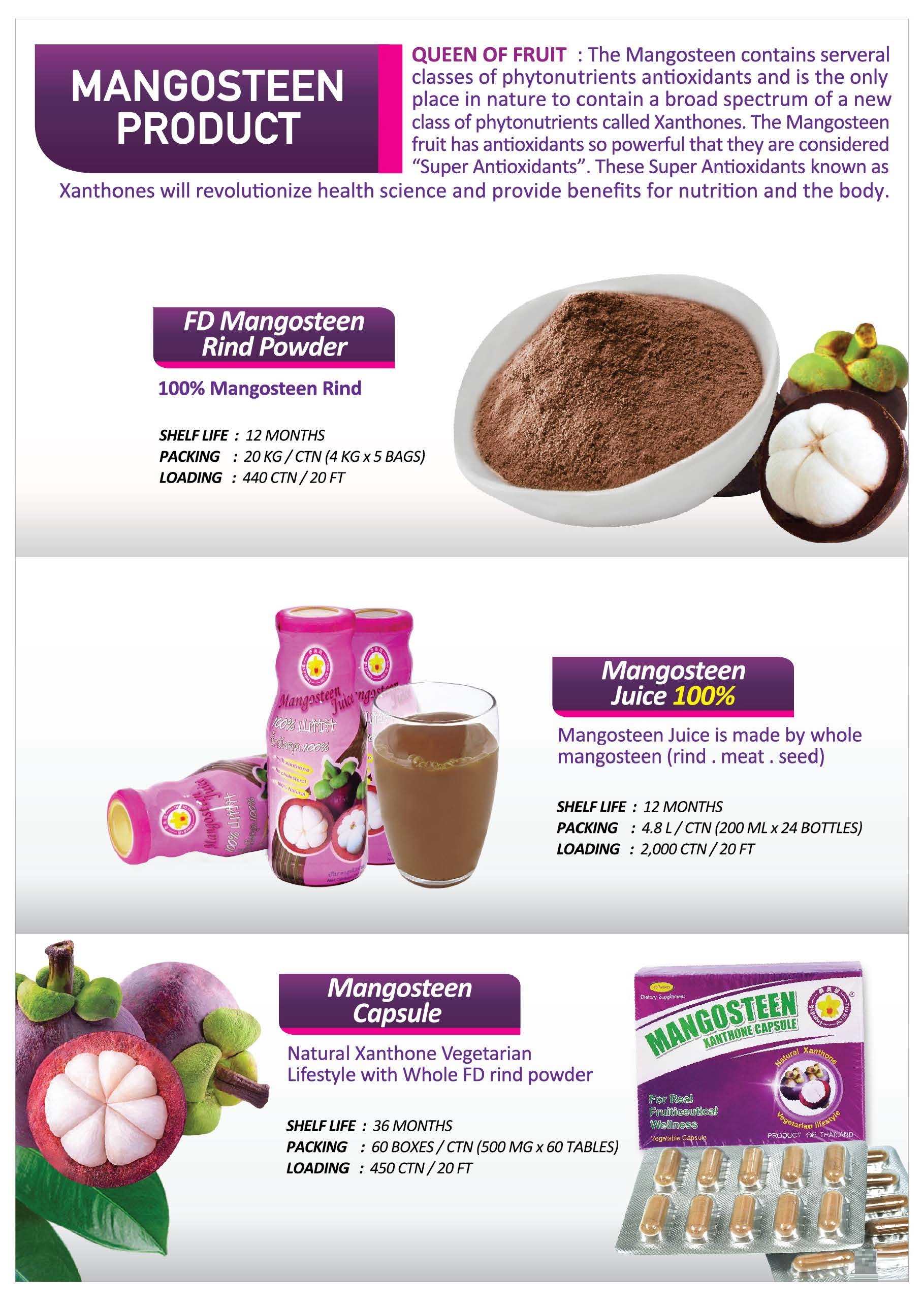 Freeze Dried Mangosteen rind powder 3 Seasons Fruit Industry Co., Ltd